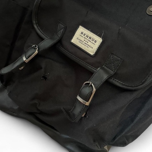 Benrus Black Backpack Punk Grunge Utility Buckle Straps Distressed - Picture 6 of 6